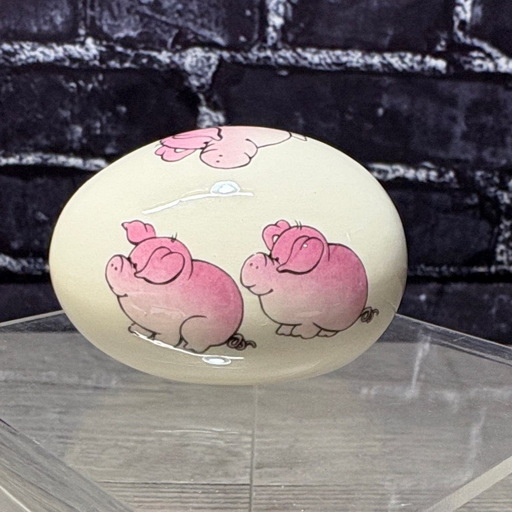 Vintage Ceramic Egg with Pigs